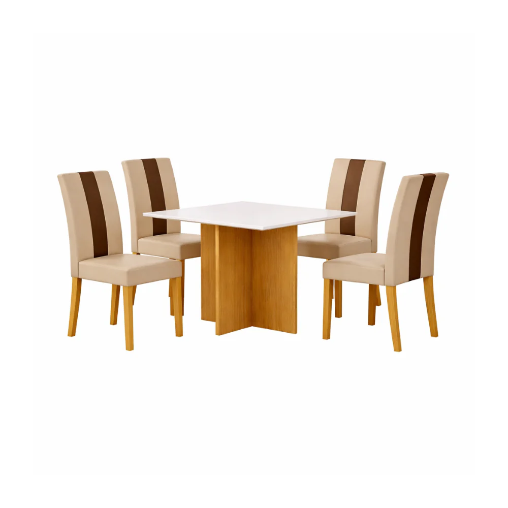 Conjunto Mesa de Jantar 90cm Quadrada Helo Com 4 Cadeiras Linea Poliman - Image 2