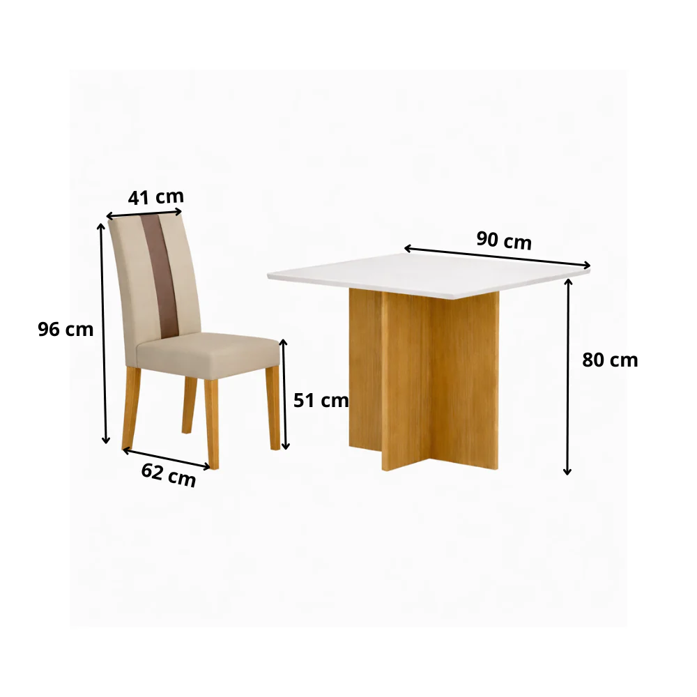 Conjunto Mesa de Jantar 90cm Quadrada Helo Com 4 Cadeiras Linea Poliman - Image 5