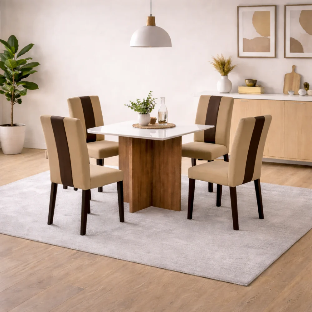 Conjunto Mesa de Jantar 90cm Quadrada Helo Com 4 Cadeiras Linea Poliman - Image 6