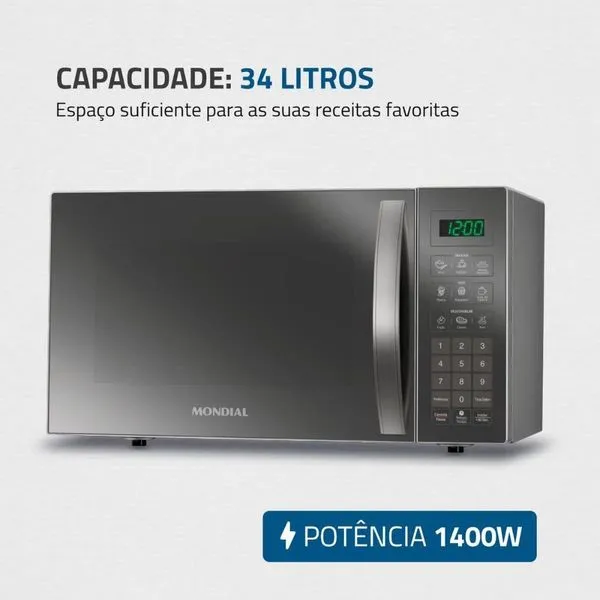 Micro-ondas  Espelhado  34L  MO-02-34-E Mondial - Image 3