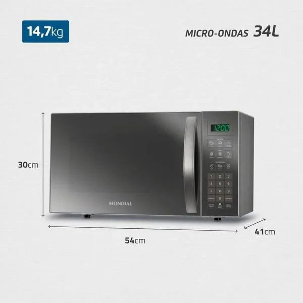 Micro-ondas  Espelhado  34L  MO-02-34-E Mondial - Image 8