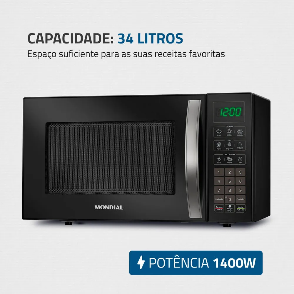 Micro-Ondas Mondial Preto 1400W - MO-02-34-B - Image 2
