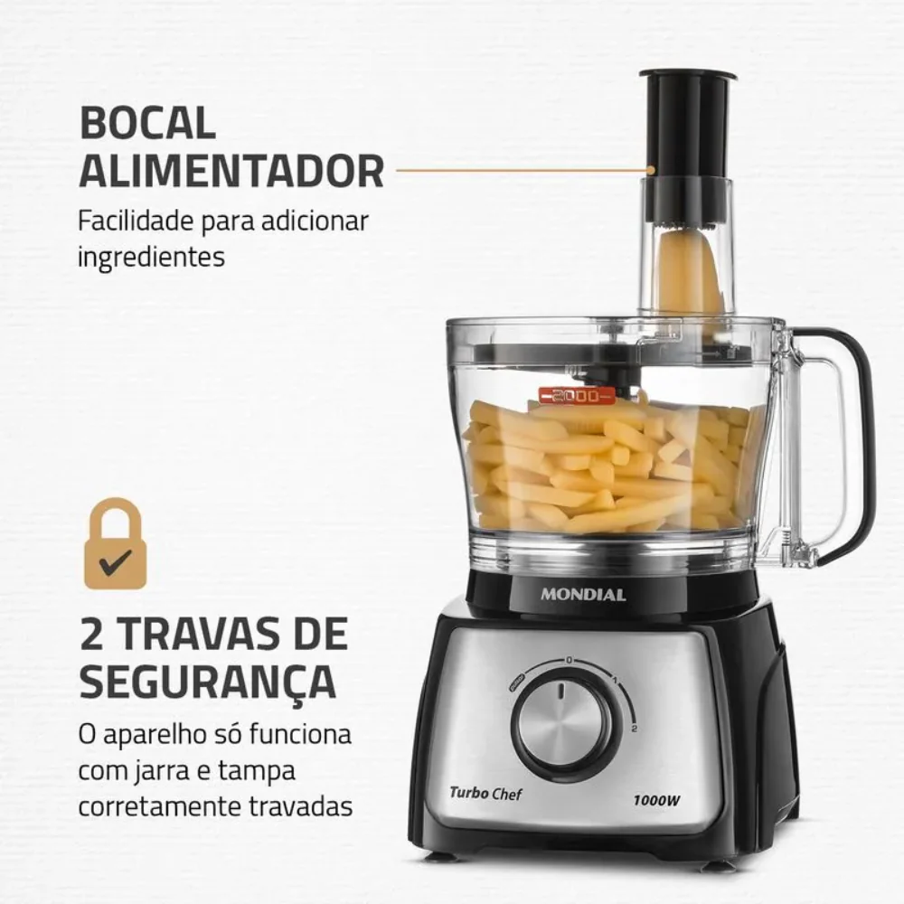 Multiprocessador Mondial Turbo Chef 7 em 1 MPN-01-BE 2 Velocidades 1000W - Image 4
