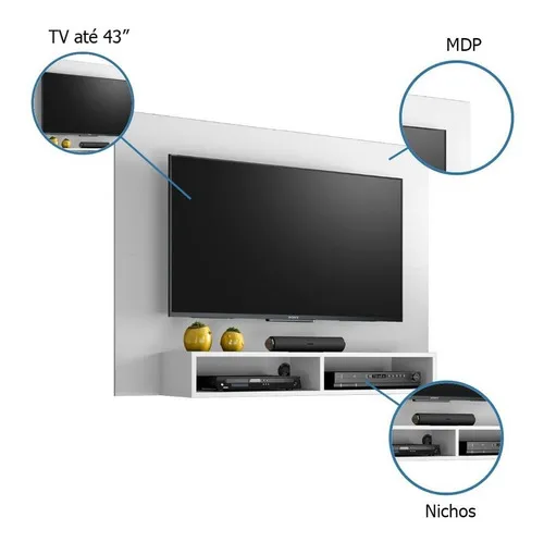 Painel para TV até 49" 2 Nichos Eros  Notável Móveis - Image 3