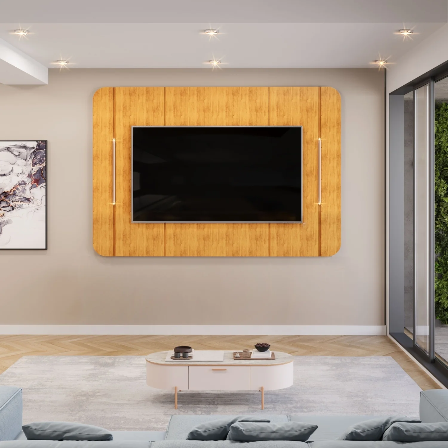 Painel Para TV até 65" MDF Luminárias de LED Adele DJ Móveis - Image 4