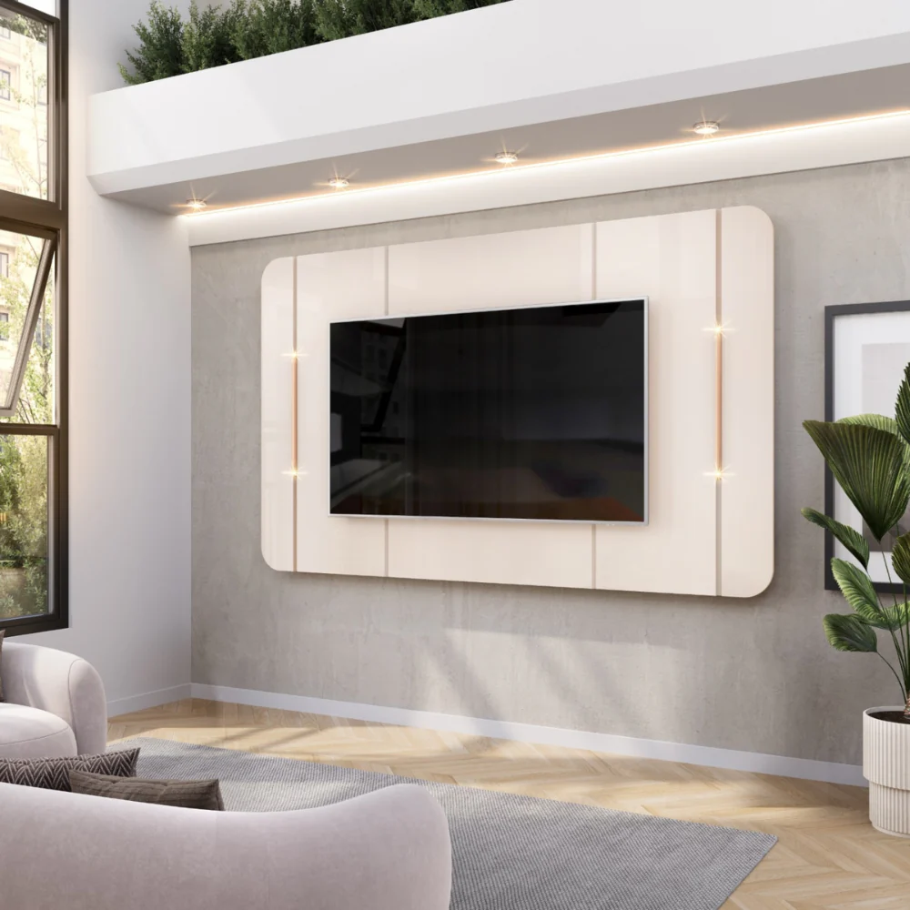 Painel Para Tv Até "75" Luminárias LED Areta Dj Móveis - Image 4