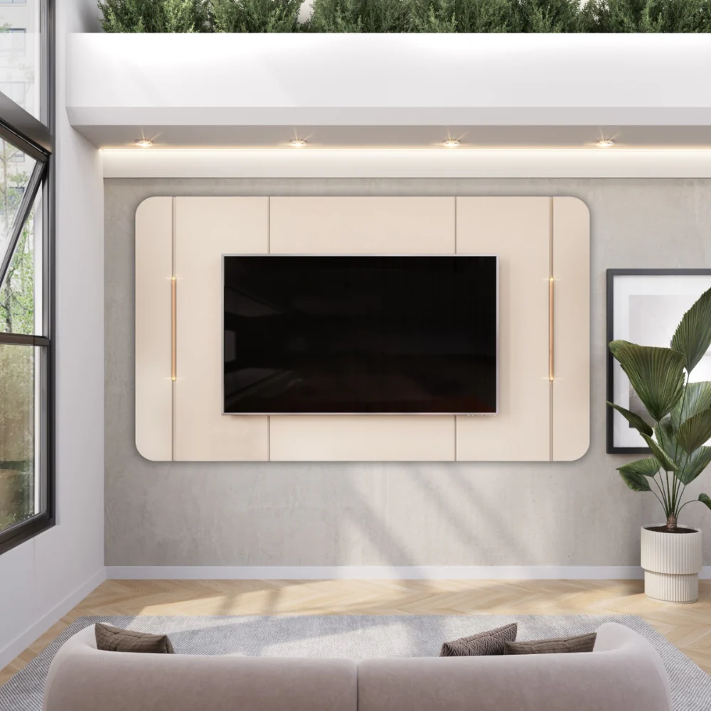 Painel Para Tv Até "75" Luminárias LED Areta Dj Móveis - Image 6
