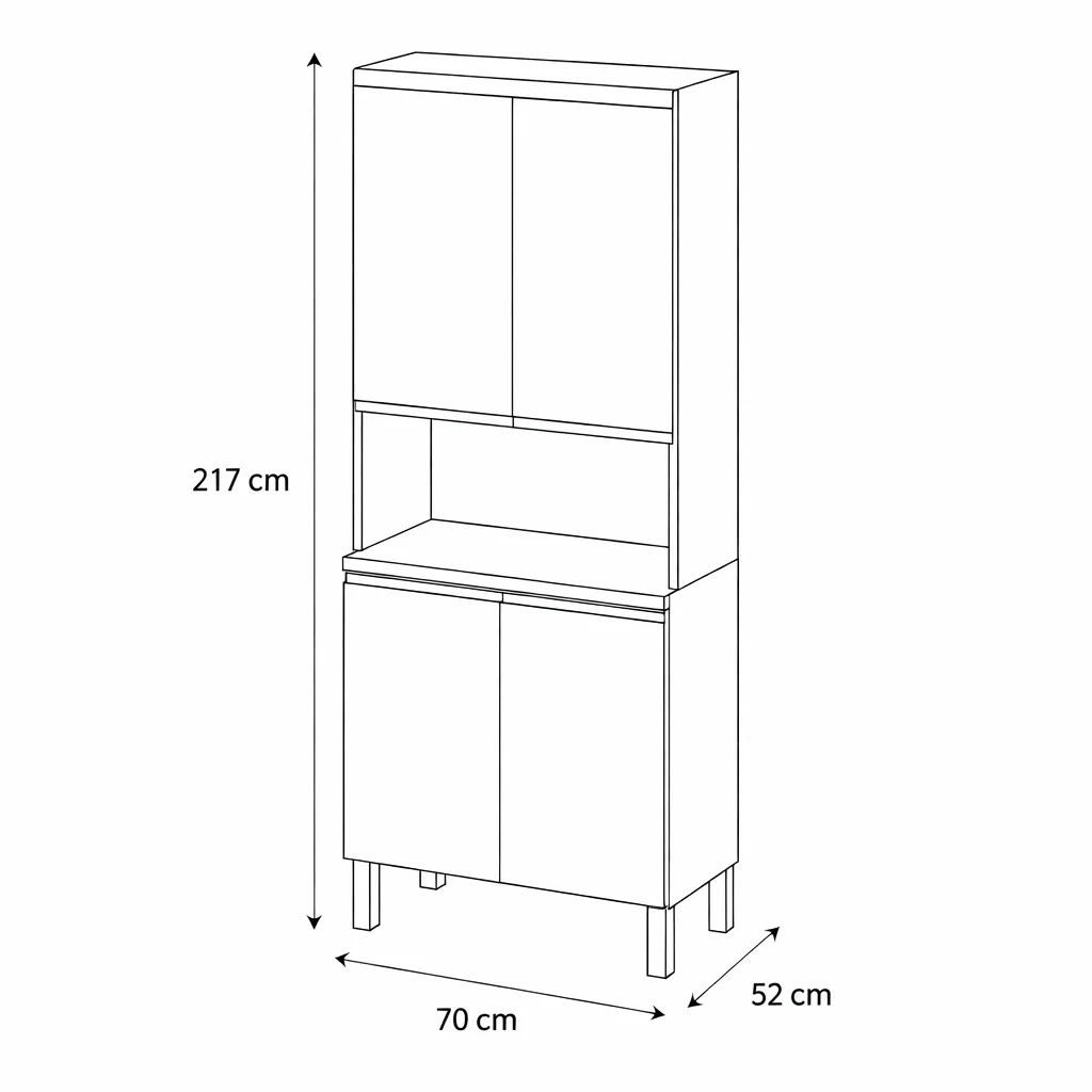 Paneleiro de Cozinha Macadâmia 70cm 4 Portas Telasul - Image 4