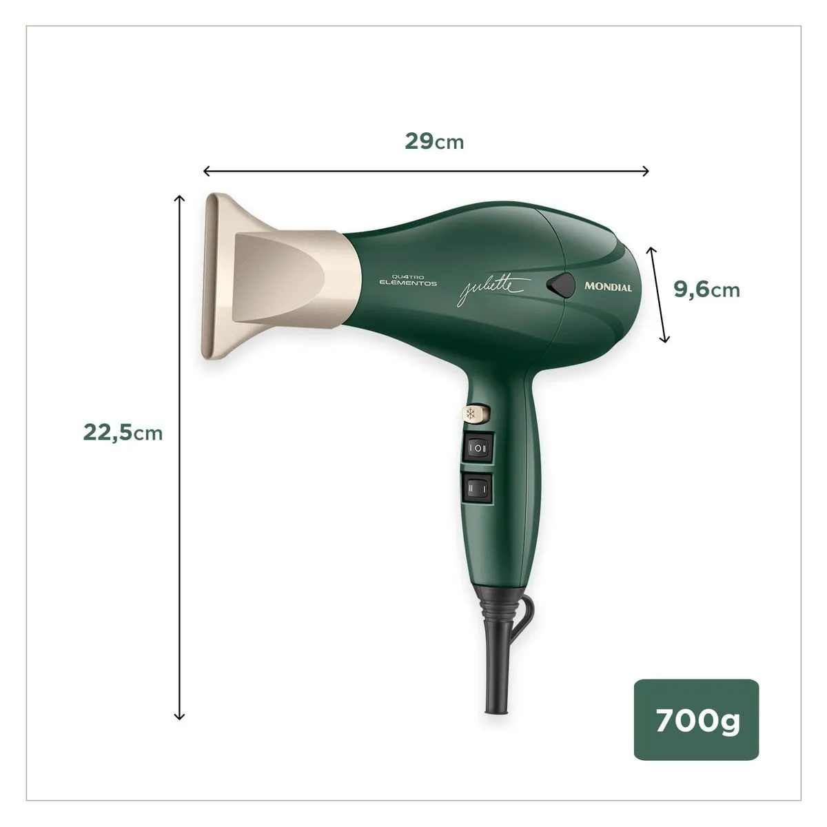 Secador de Cabelo By Juliette Mondial Verde Oliva 2000W SCP-JU-02 - Image 8