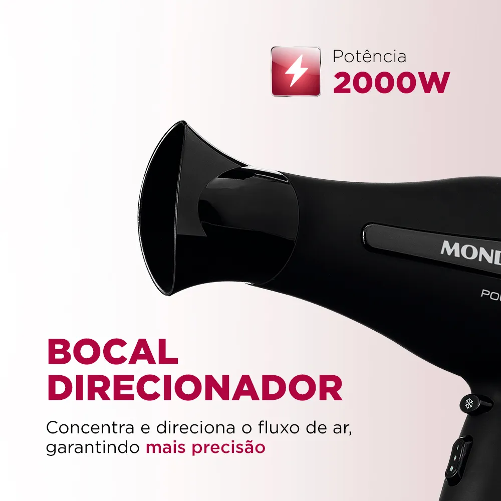 Secador de Cabelos Mondial Power Shine Black Íon SC-13 - Image 3