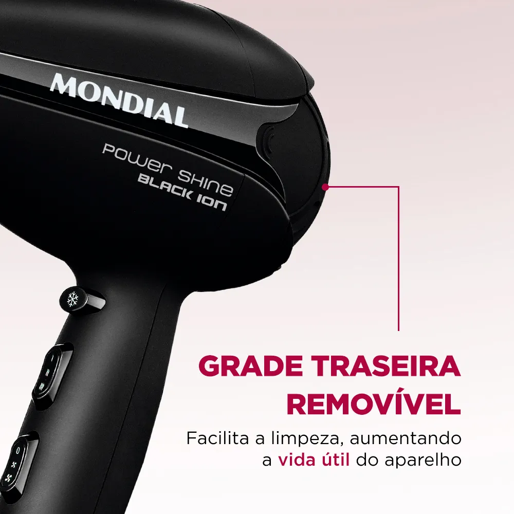 Secador de Cabelos Mondial Power Shine Black Íon SC-13 - Image 5