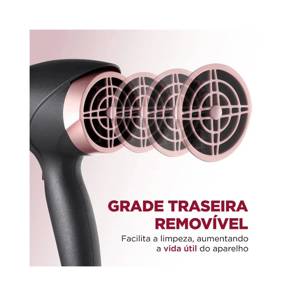 Secador de Cabelos Mondial Preto/Golden Rose Bivolt - SC-37-BI - Image 6