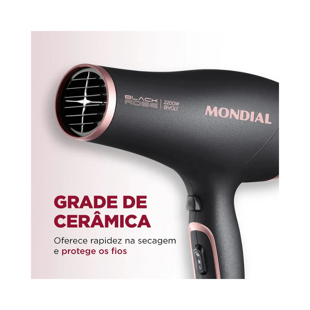 Secador de Cabelos Mondial Preto/Golden Rose Bivolt - SC-37-BI - Image 7