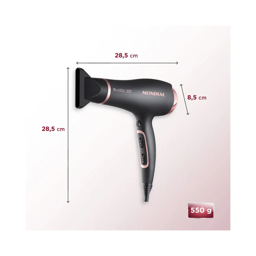 Secador de Cabelos Mondial Preto/Golden Rose Bivolt - SC-37-BI - Image 8