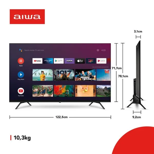 Smart TV 55” Android 4K Borda Ultrafina Dolby Vision HDR10 Aiwa - Image 9
