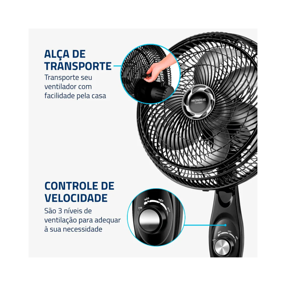 Ventilador de Coluna Mondial 6 pás Turbo VT-30C-NB - Image 6