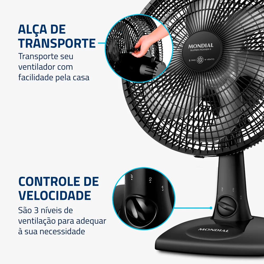 Ventilador de Mesa Mondial NVSP-30-W2 30cm 6 Pás - Image 11