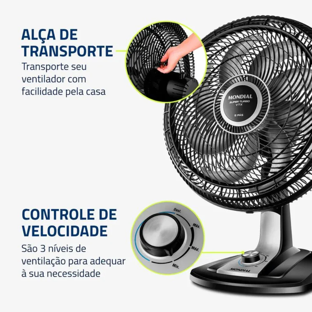 Ventilador de Mesa Mondial VTX-40 40cm 8 Pás - Image 3